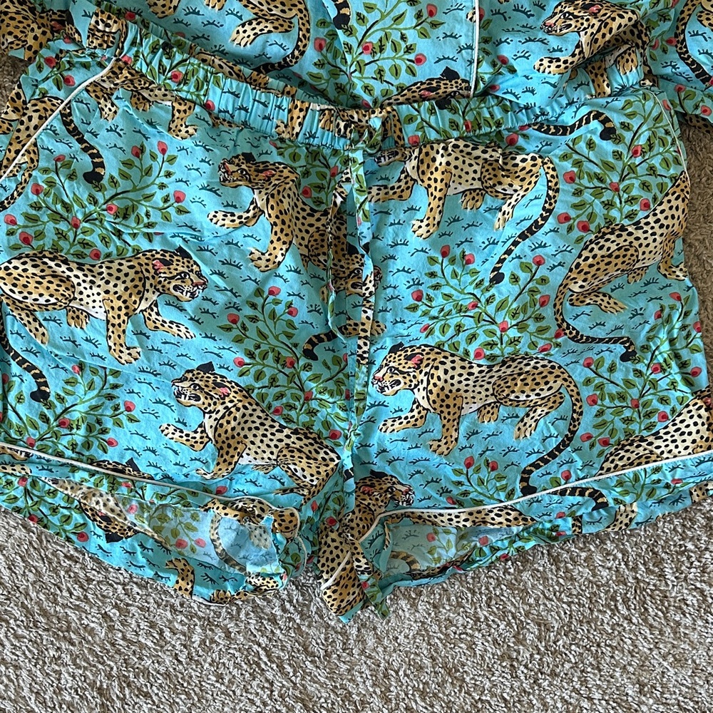 Printfresh Leopard Print Pajama Set - Blue And Br… - image 3